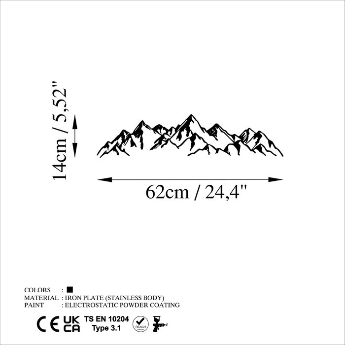 Wallity Mountain View - 1 Escultura de pared de metal negra